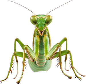 Gottesanbeterin vor Blumenwiese