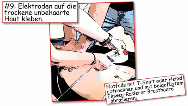 Herz-Druck-Massage: Die Haut Trocknen - Elektroden anbringen